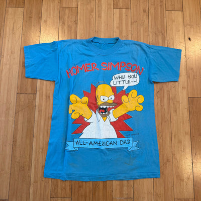 Vintage 90s Homer Simpson All-American Dad Tee - Light Blue
