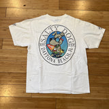 Vintage 1993 Salty Dog Surf Shop Daytona Beach Pocket Tee - White (Stained)