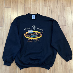 Vintage 1999 Atlanta Falcons Super Bowl XXXIII Embroidered Crewneck - Black